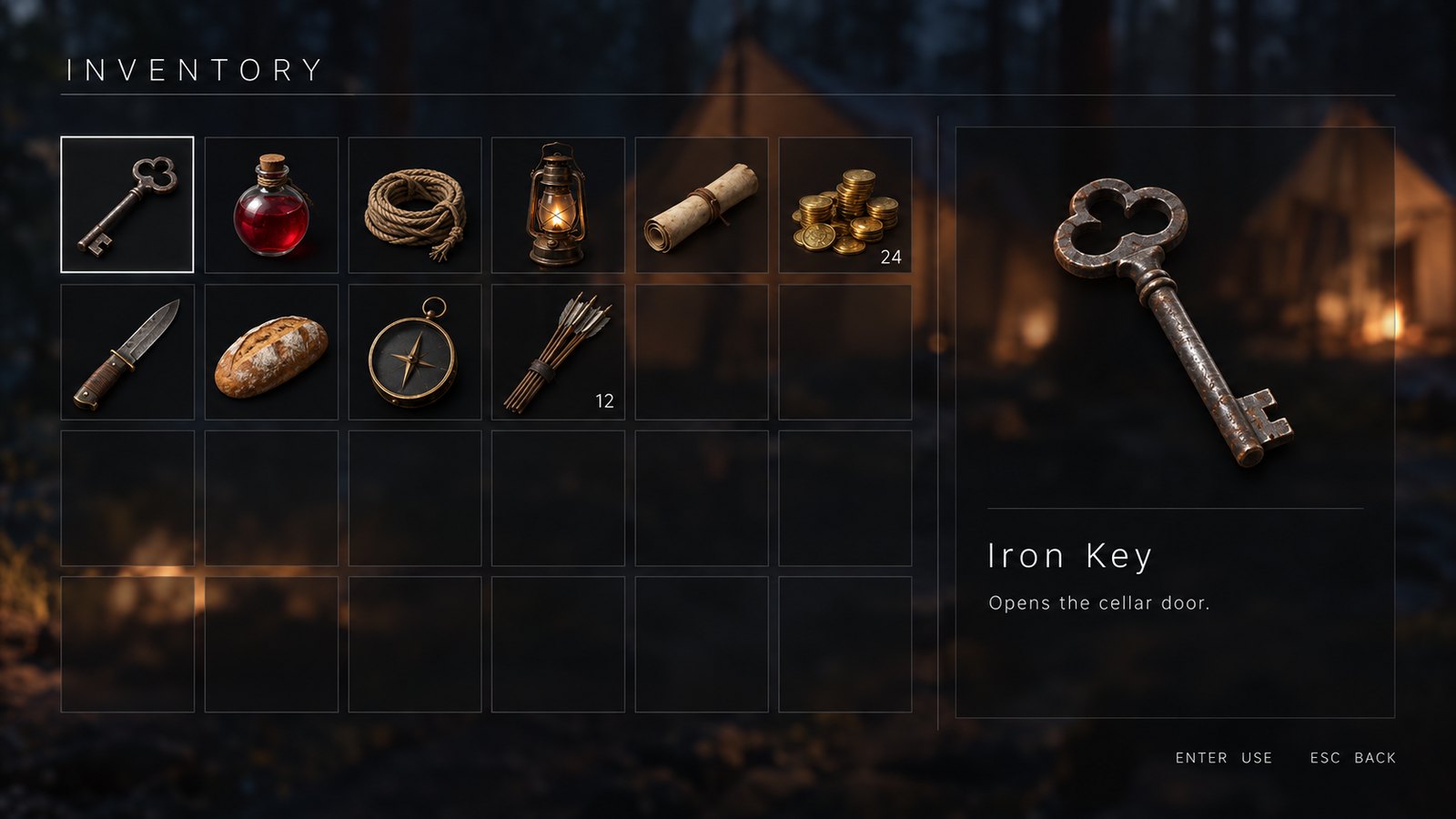 Concept image of an inventory screen