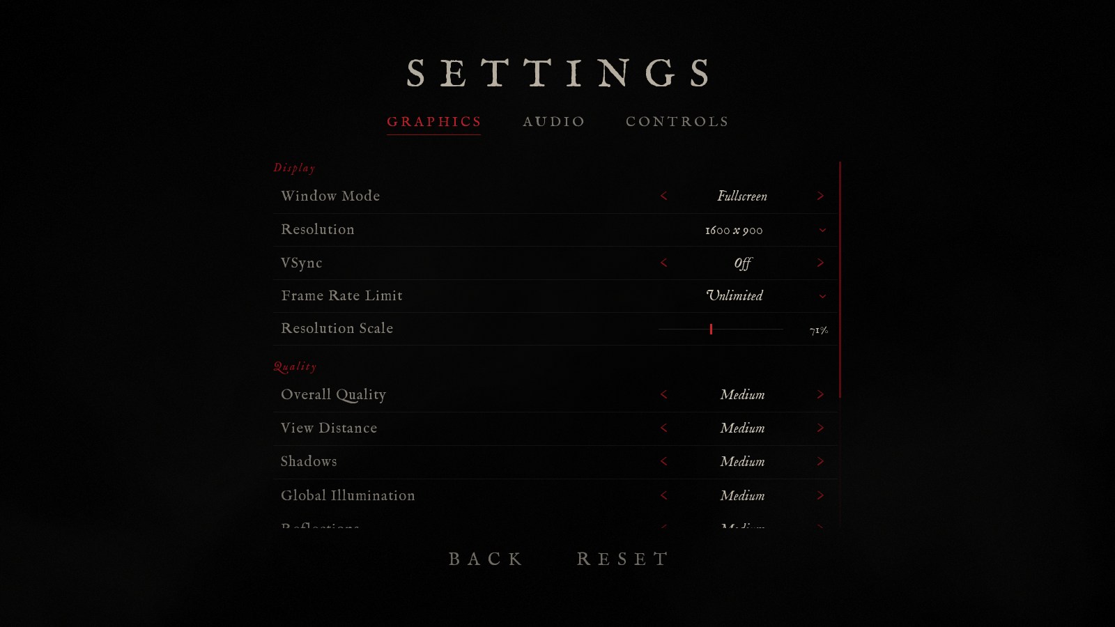 Dread settings