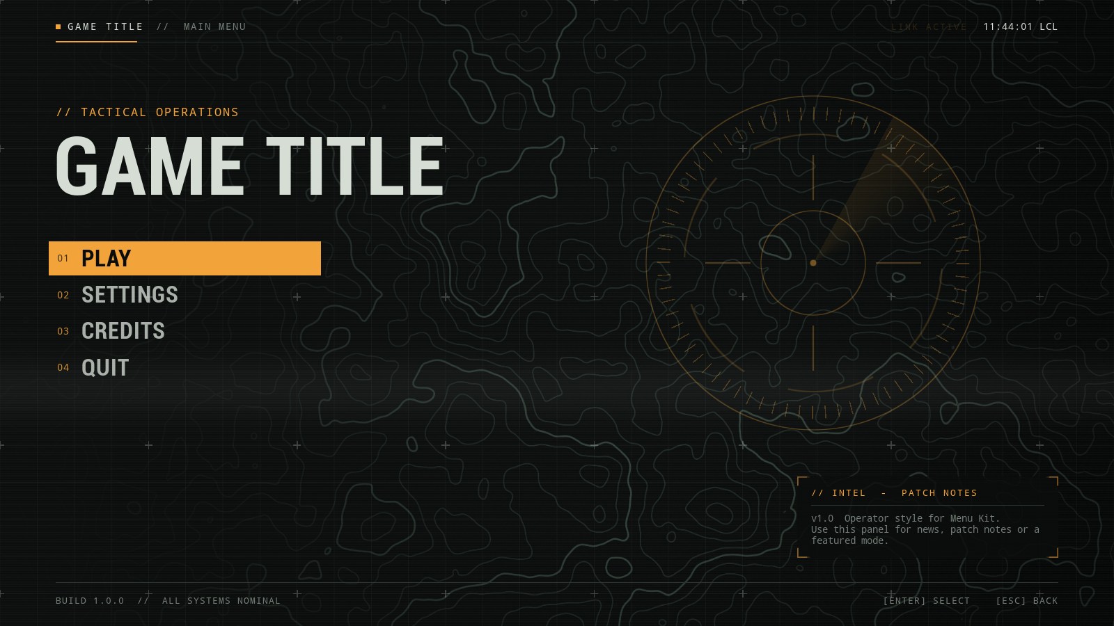 Operator main menu