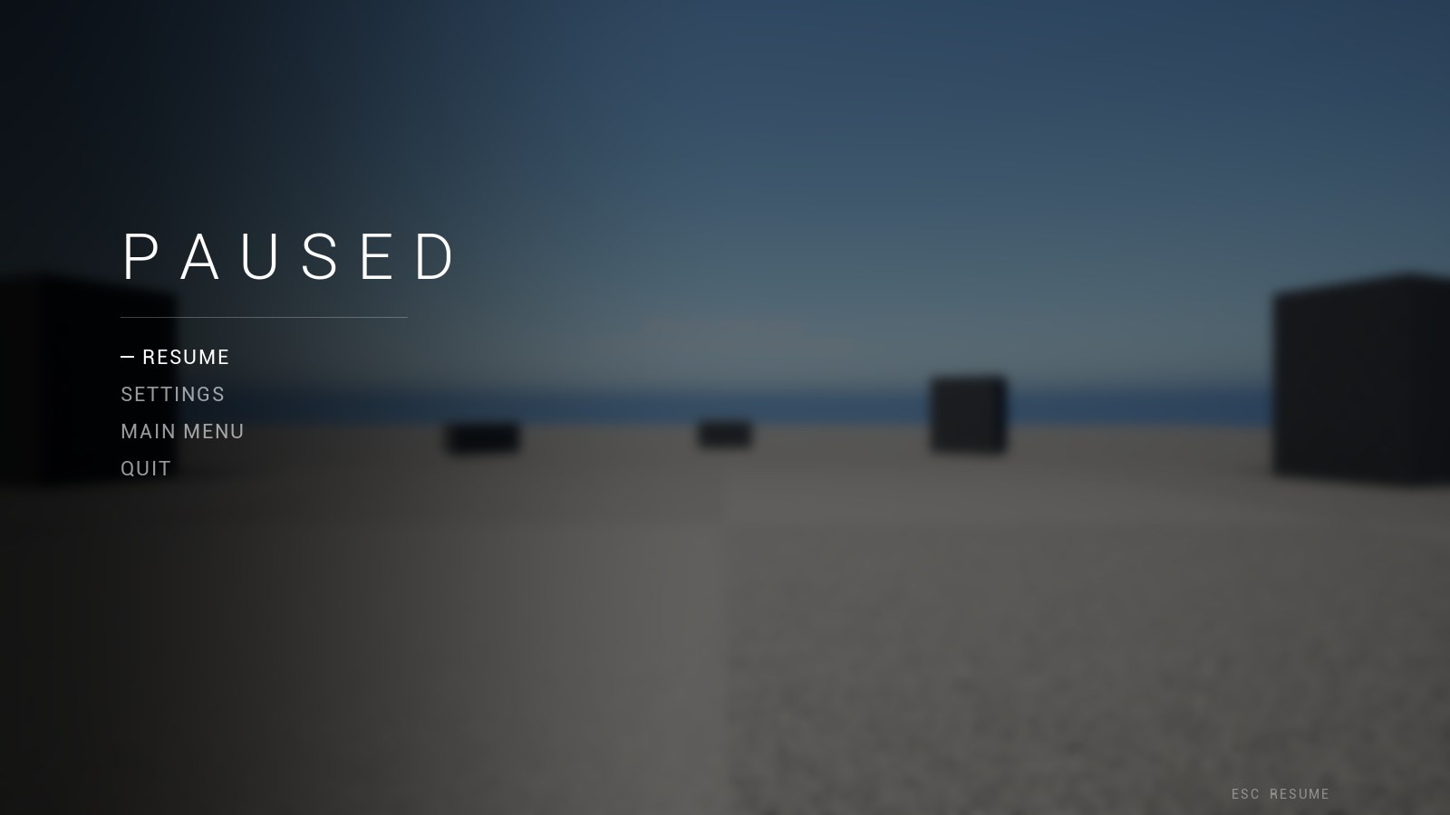 Pause menu
